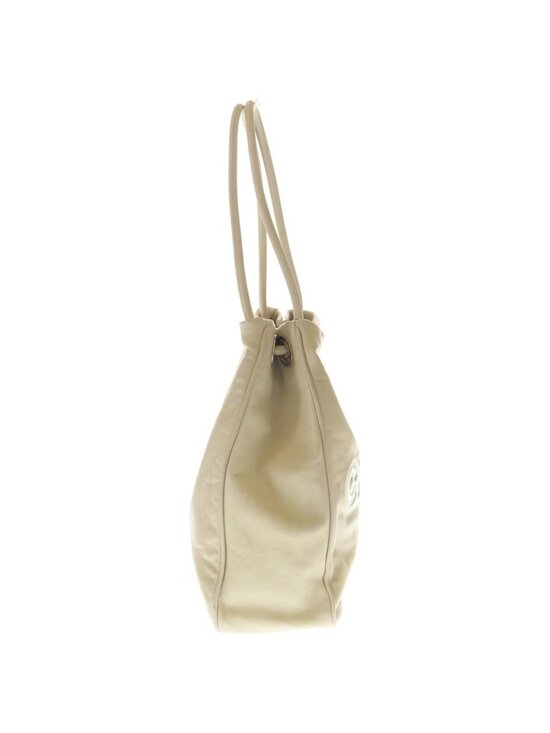 Chanel Camellia CC Logo Lambskin Leather Tote Beige